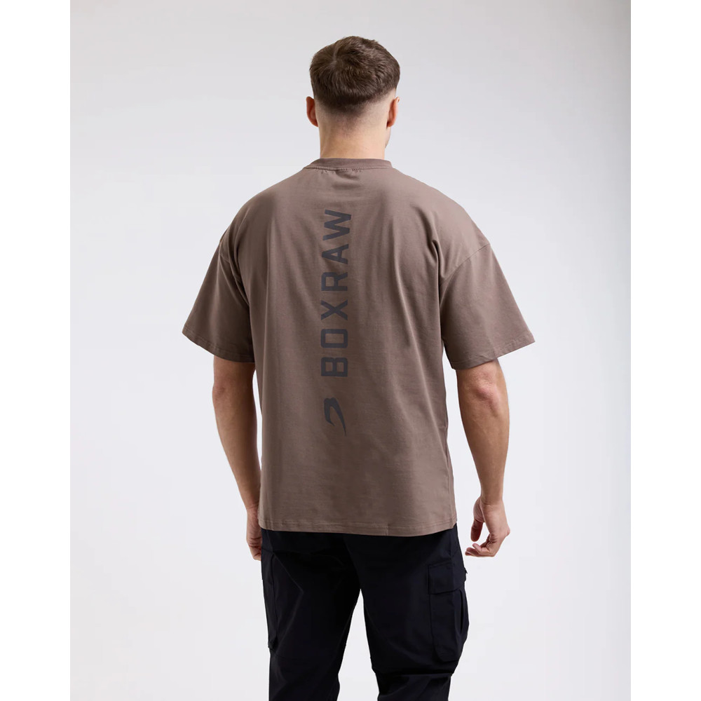 T-shirt BOXRAW Lineal Oversized - brown