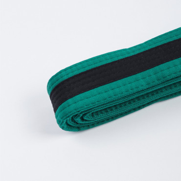 Children's belt for BJJ kimono MANTO TAG - green with black stripe