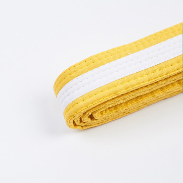 Children's belt for BJJ kimono MANTO TAG - yellow with white stripe