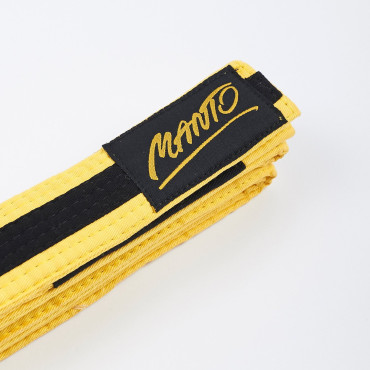 Children's belt for BJJ kimono MANTO TAG - yellow with black stripe