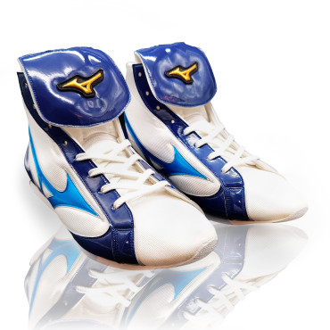 Boxing shoes Mizuno Mid-Cut - white / blue