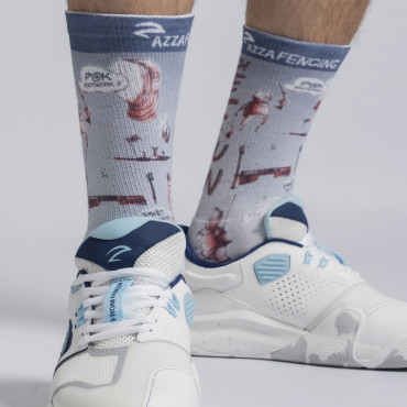 Fencing Socks Azza Touch Me If You Can - White / Blue