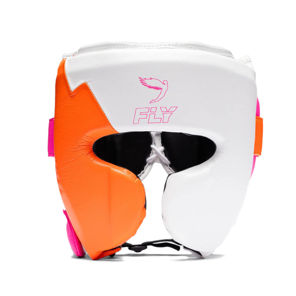 Boxing headgear Fly KNIGHT X - white / orange / pink