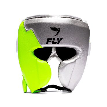 Boxerská helma Fly KNIGHT X - stříbrná / neon