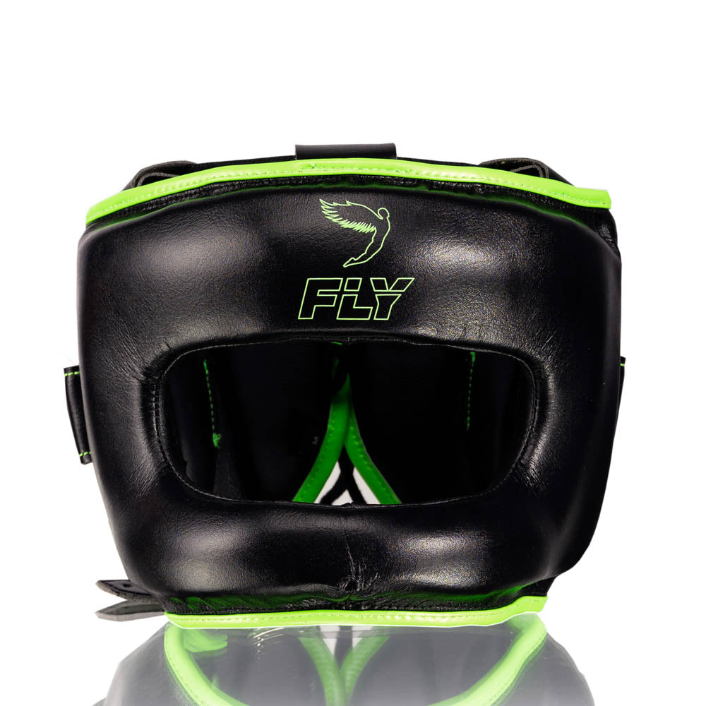 Headgear with nose guard Fly Superbar X - black / green Headgear with nose guard Fly Superbar X - black / green