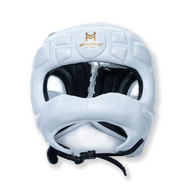 Boxing headgear HIT N MOVE with nose guard - white