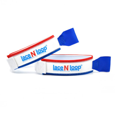 Upínací pásky na rukavice Lace N Loop - modrá / červená