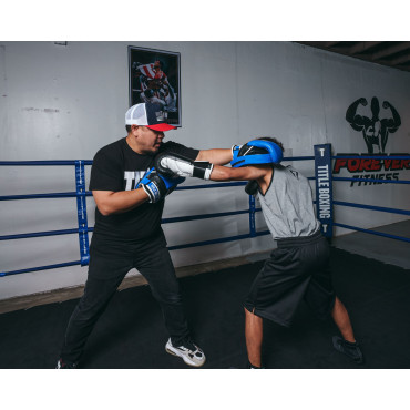 Boxerské lapy TITLE Dual Combo - modré